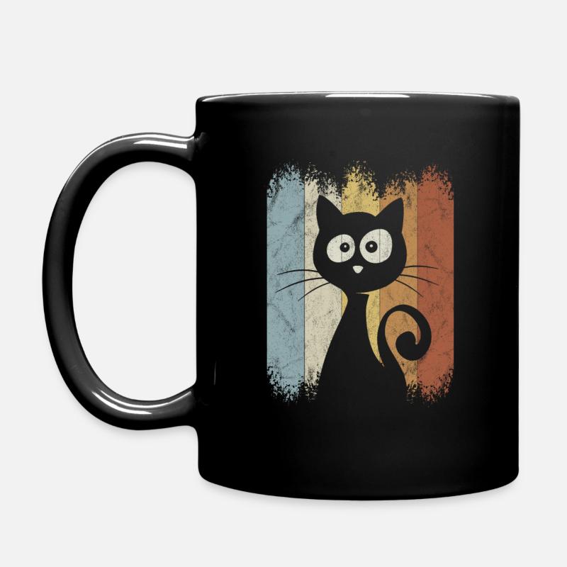 Retro Katze Vintage Katzen Silhouette - Tasse einfarbig - Schwarz