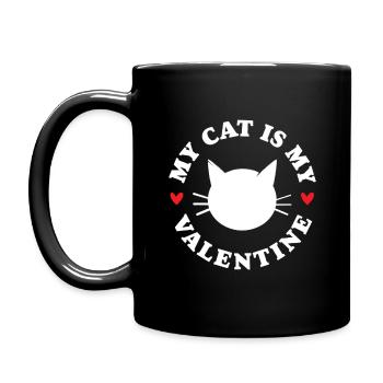 My Cat is my Valentine - Full Colour Mug - black - Left