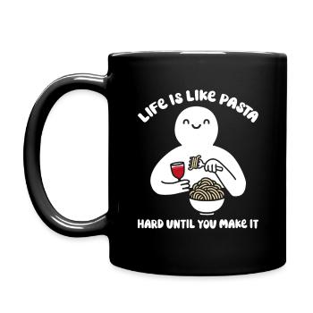 Life is like pasta, hard until you make it - Full Colour Mug - black - Left