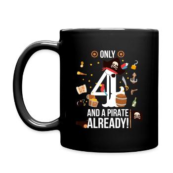 4th Birthday Boy "Only 4 And A Pirate Already" - Full Colour Mug - black - Left