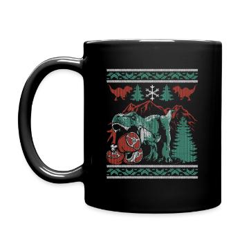 Dinosaurier Weihnachten Fleisch essen Dino Geschenk - Tasse einfarbig - Schwarz - Links