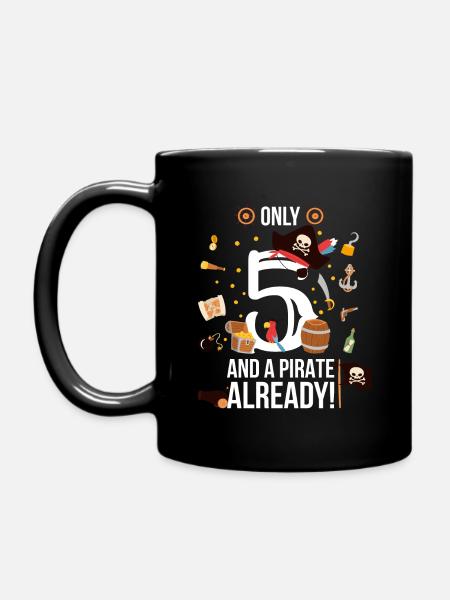 5. Geburtstag Junge "Nur 5 und ein Pirat bereits" - Tasse einfarbig - Schwarz