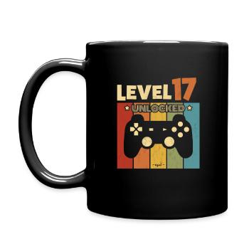 LEVEL 17 UNLOCKED GAMING 17th BIRTHDAY GIFT - Full Colour Mug - black - Left