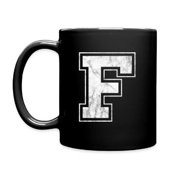 Buchstabe F - Tasse einfarbig - Schwarz - Links
