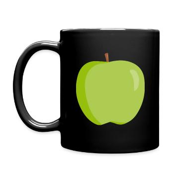Apple green fruit healthy gift idea - Full Colour Mug - black - Left
