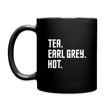 TEA EARL GREY HOT CAPTAIN MEME QUOTE FAN GIFT IDEA - Full Colour Mug - black - Left