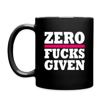 Zero fucks given - Tasse einfarbig - Schwarz - Links