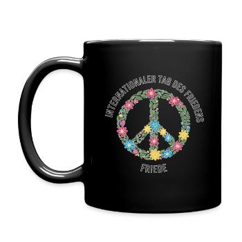 Peace sign made of flowers - Full Colour Mug - black - Left
