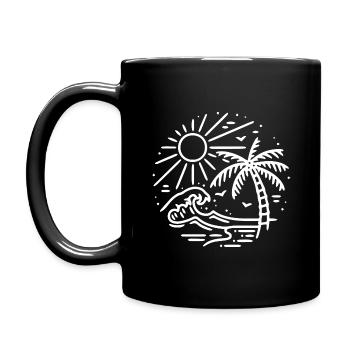 Beach with sea motif gift idea over white - Full Colour Mug - black - Left