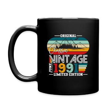 Vintage June 1991 Vintage 1991 Birthday 1991 - Full Colour Mug - black - Left