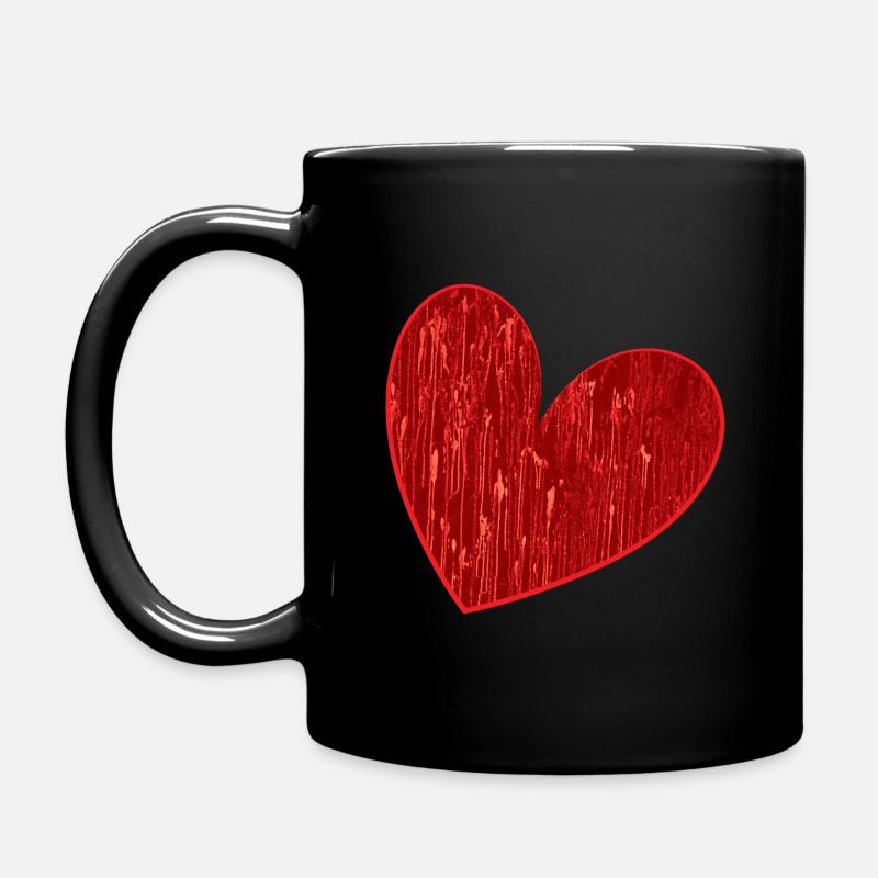 Herz Rot heart red Farbspritzer - Tasse einfarbig - Schwarz