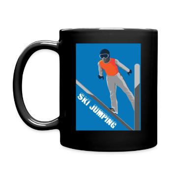 Skispringen Skifliegen Ski Weitsprung Skiweitflug - Tasse einfarbig - Schwarz - Links