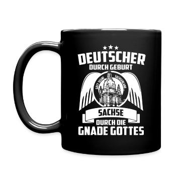 SACHSE DURCH DIE GNADE GOTTES - SACHSEN - GESCHENK - Tasse einfarbig - Schwarz - Links