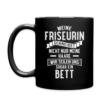 Friseurin: Geschenk für Partner - Tasse einfarbig - Schwarz - Links