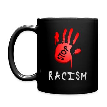 Stopp Rassismus - Tasse einfarbig - Schwarz - Links