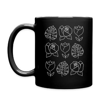 Flowers - Minimalist flowers - Full Colour Mug - black - Left