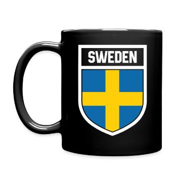 Schweden - Nationalfahne im Wappen Sweden - Tasse einfarbig - Schwarz - Links
