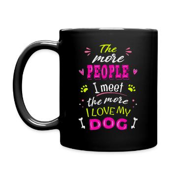 Ich liebe meinen Hund mehr als Menschen - Tasse einfarbig - Schwarz - Links