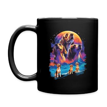 80's Vaporwave Airbrush Beagle Moon - Full Colour Mug - black - Left