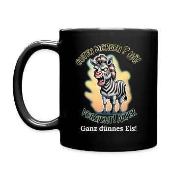Good morning? Huh! Beware of old very thin ice - Full Colour Mug - black - Left