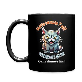 Good morning? Huh! Beware of old very thin ice - Full Colour Mug - black - Left
