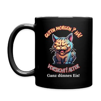 Good morning? Huh! Beware of old very thin ice - Full Colour Mug - black - Left