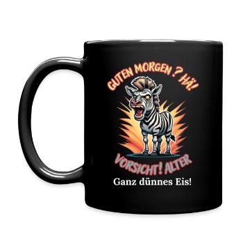 Good morning? Huh! Beware of old very thin ice - Full Colour Mug - black - Left