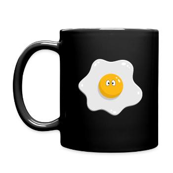 Spiegelei mit Augen - Tasse einfarbig - Schwarz - Links