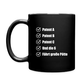 Patent A, B, C und die 6! die großen Pötte - Tasse einfarbig - Schwarz - Links