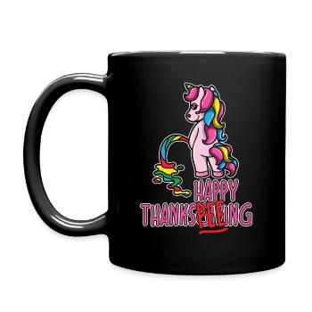 Chemise de licorne de Thanksgiving Happy ThanksPEEing Funny Pun Pun - Mug uni - noir - Gauche
