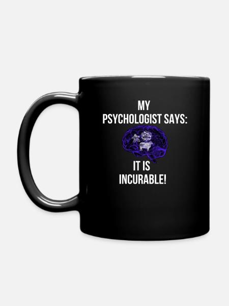 my psychologist says: Incurable board game player - Full Colour Mug - black