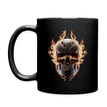Skull And Bones Baptised In Flames - Full Colour Mug - black - Left