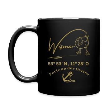 Wismar-Möwe-Anker-Ostsee-Koordinaten-Hansestadt - Tasse einfarbig - Schwarz - Links