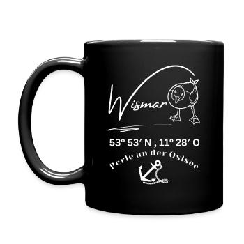 Wismar-Möwe-Anker-Ostsee-Koordinaten-Hansestadt - Tasse einfarbig - Schwarz - Links
