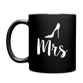 Newlyweds Mrs High Heels Typography Wife - Full Colour Mug - black - Left