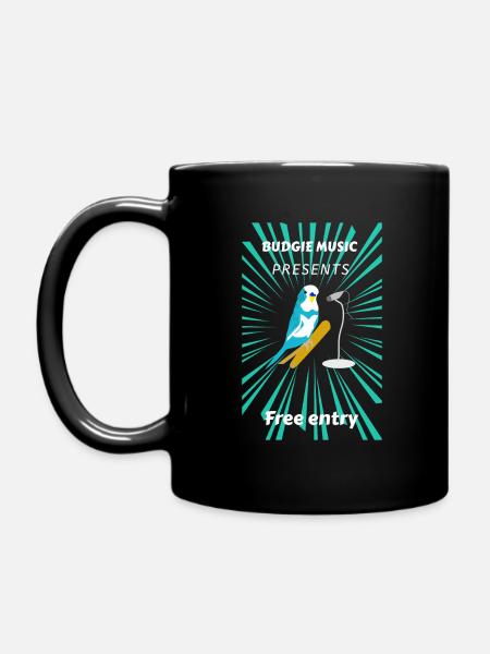 Vogel, Budgerigar gives a concert - Full Colour Mug - black