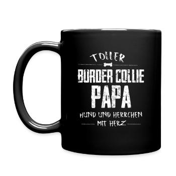 Border collie dog Dear dad heart heart - Full Colour Mug - black - Left