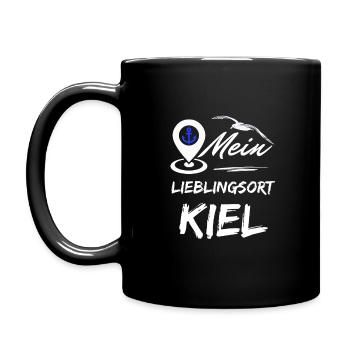 Kiel mon endroit préféré-la ville hanséatique de Kiel-Seagull, ancre - Mug uni - noir - Gauche