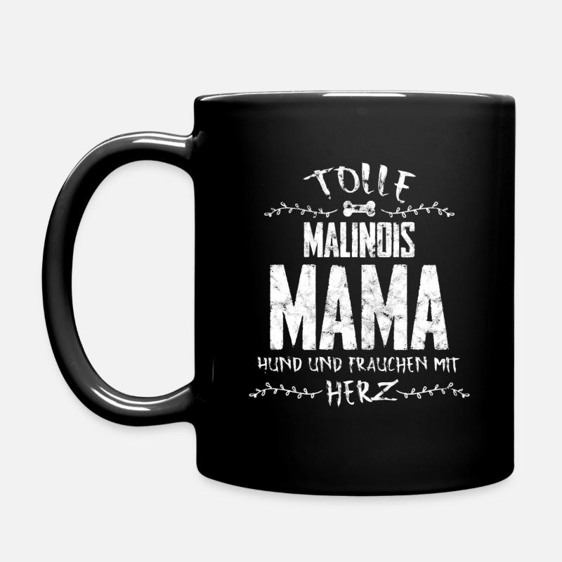 Malinois Hund Liebe Mama Herz Frauchen - Tasse einfarbig - Schwarz