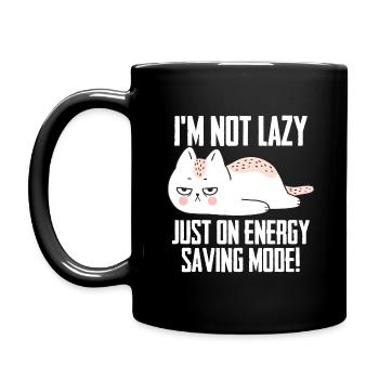 Lazy Cat - Im Not Lazy Just On Energy Saving Mode - Full Colour Mug - black - Left