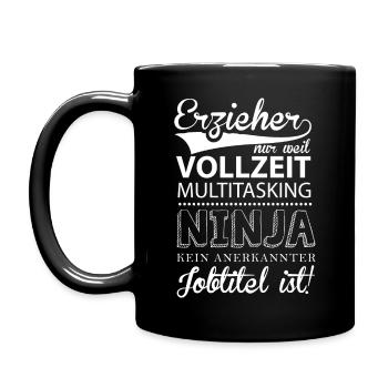 Ninja Erzieher - Tasse einfarbig - Schwarz - Links