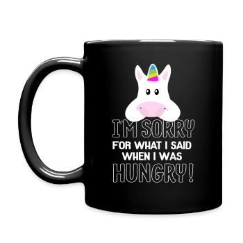 hungry Unicorn - Tasse einfarbig - Schwarz - Links