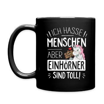 ich hasse Menschen - Tasse einfarbig - Schwarz - Links