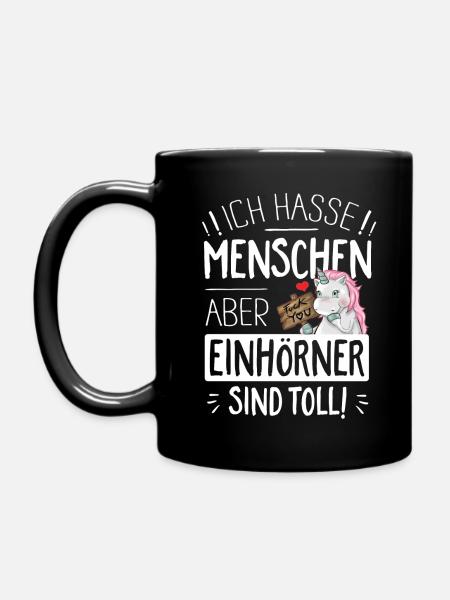 ich hasse Menschen - Tasse einfarbig - Schwarz