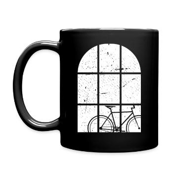 Bicycle at the window - Full Colour Mug - black - Left