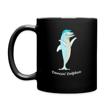 Dolphin in a Hat Dancing. - Full Colour Mug - black - Left