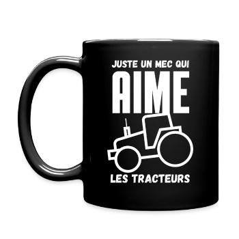 juste un mec qui aime les tracteurs - Mug uni - noir - Gauche