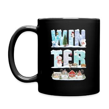 Cold winter wonderland snow season - Full Colour Mug - black - Left