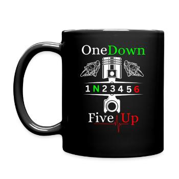 Motorrad Gänge Schaltung 1N23456 - Tasse einfarbig - Schwarz - Links