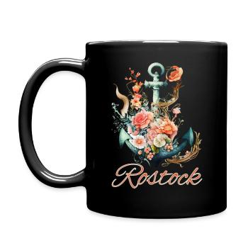 Rostock anchor with flowers - Full Colour Mug - black - Left